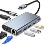 ADAPTATEUR TYPCE C 7 IN 1 CARREE S-1608  VGA+HDMI+USB3.0*3+SD+TF