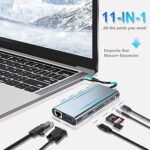 ADAPTATEUR TYPE C 11 IN 1 USB – SD CARD – TF CARD – USB – USB C – RESEAU – HDMI – PORT AUDIO 3.5 – VGA – MINI NET - Image 2