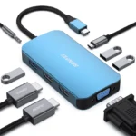 BENFEI USB-C MST Hub 8-en-1 – 2× HDMI, VGA, 3× USB 3.0, USB-C PD 100W, Audio 3,5 mm