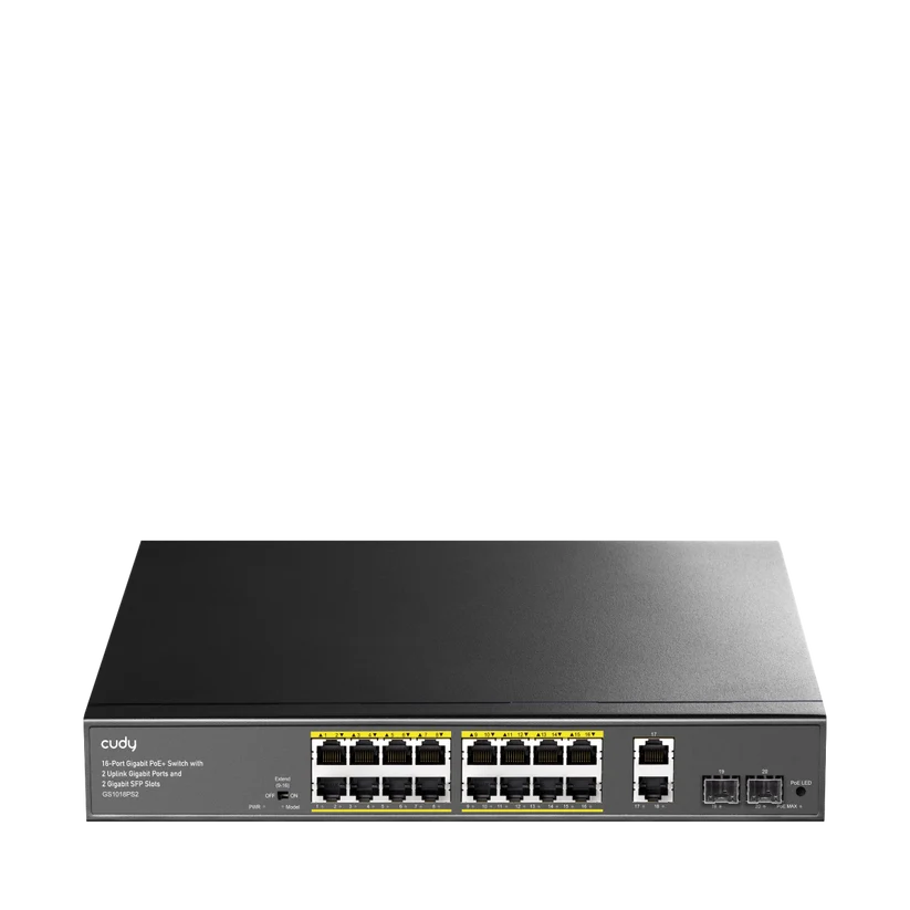 GS1018PS2-A1.webp Cudy GS1018PS2 Commutateur Gigabit PoE 16 ports avec 2 GbE et 2 SFP - Image 1
