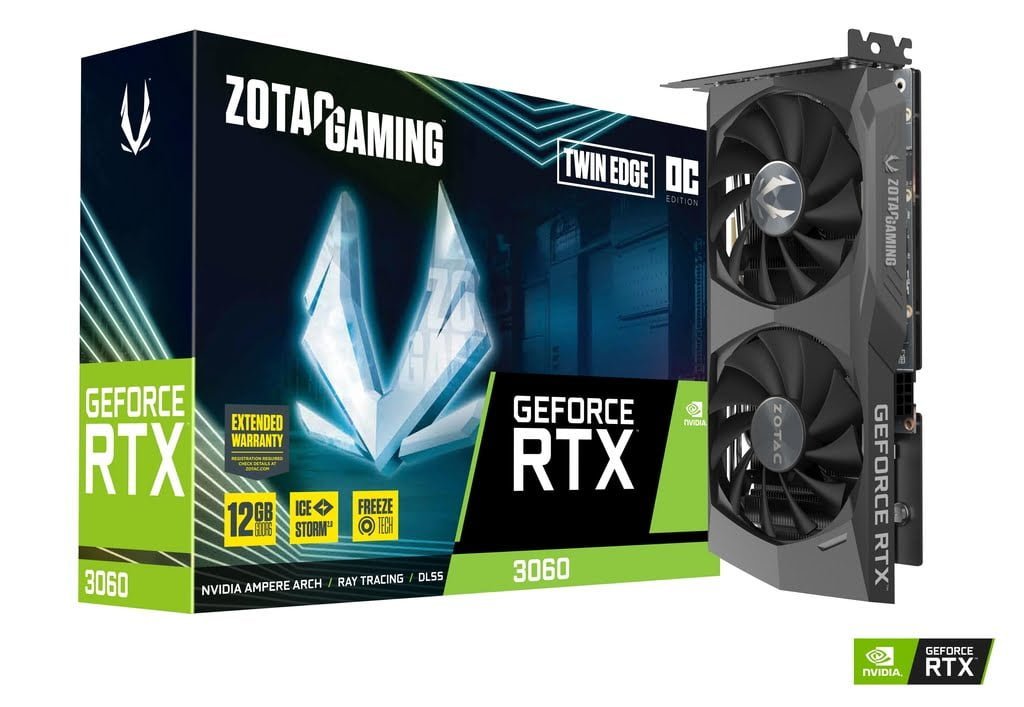zt-a30600h-10m-image01_1.jpg CARTE GRAPHIQUE ZOTAC GAMING RTX 3060 TWIN EDGE 12GB GDDR6, 192 BIT, 1777/15000, HDCP, 3 DP, HDMI, MEDIUM PACK - Image 1